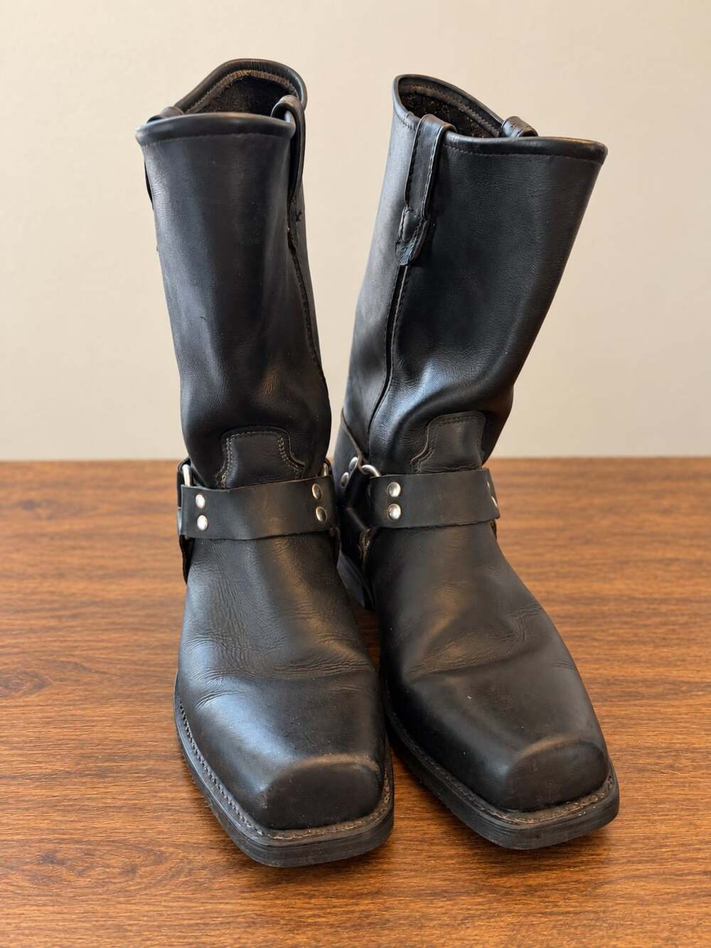Double-H Footwear Men's 4008 Black Leather Harness Boots Square Toe Size 11.5 3E